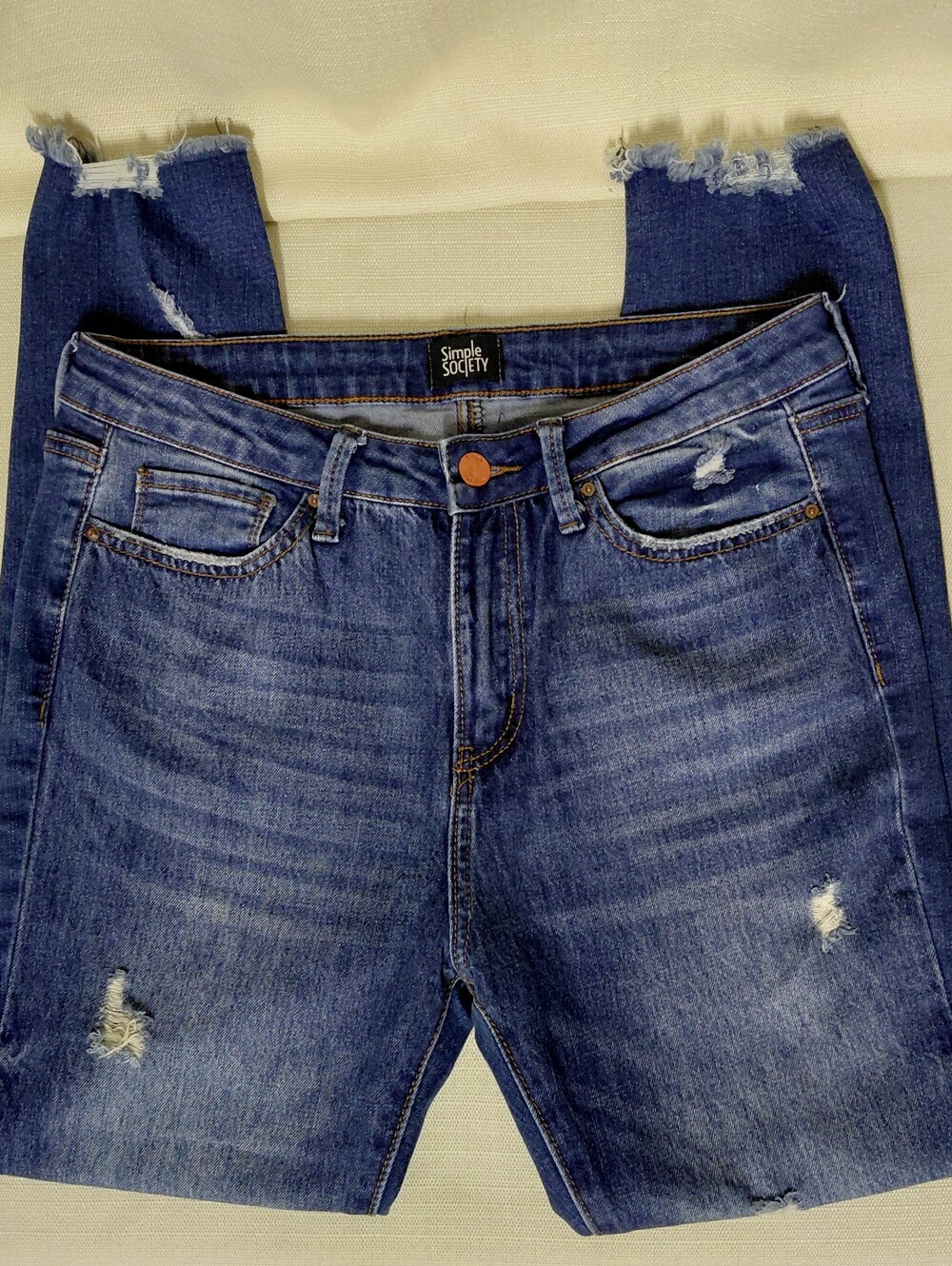 Simple Society Juniors Crop Raw Hem Distressed Ankle Jeans Juniors Size 11
